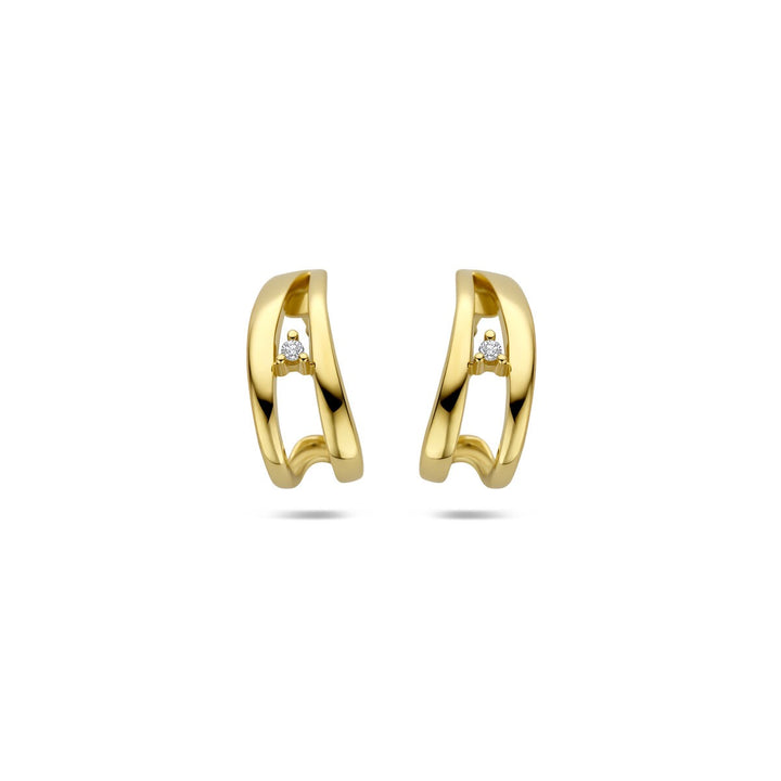 Gouden stekeroorringen met diamant – 14k geelgoud