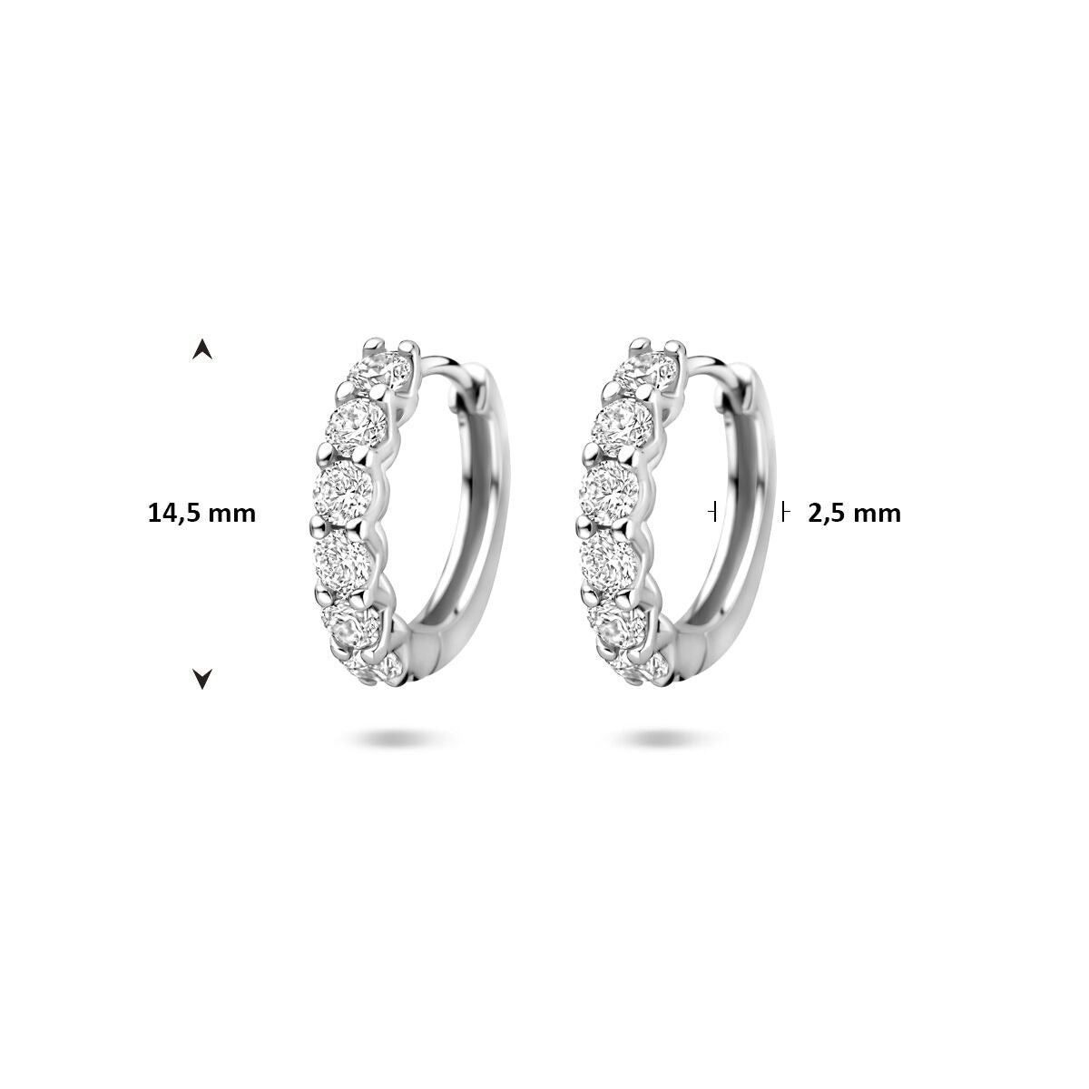 Zilveren klapoorringen met zirkonia 14,5 mm