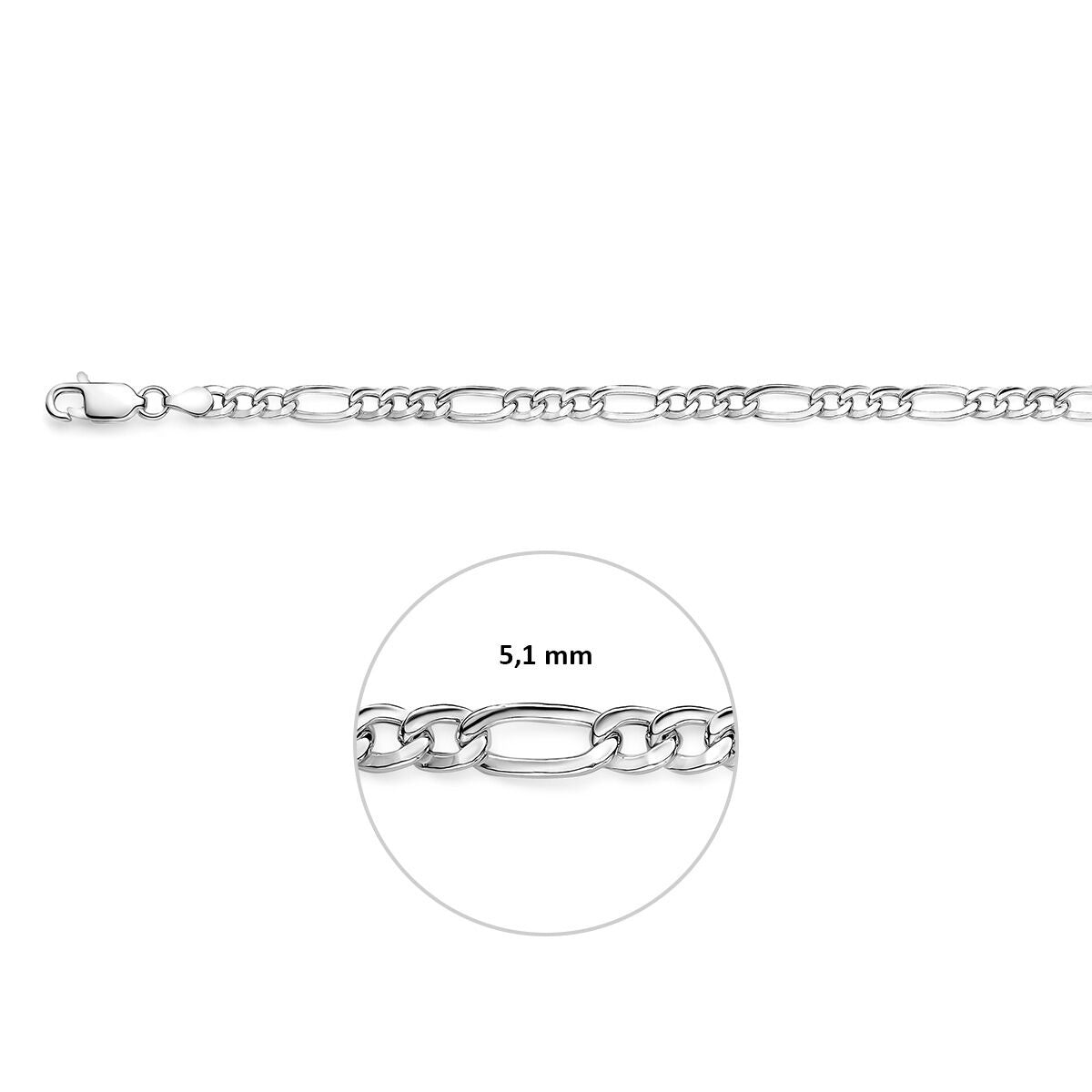 925 Zilveren Figaro Ketting 5,1 mm Heren