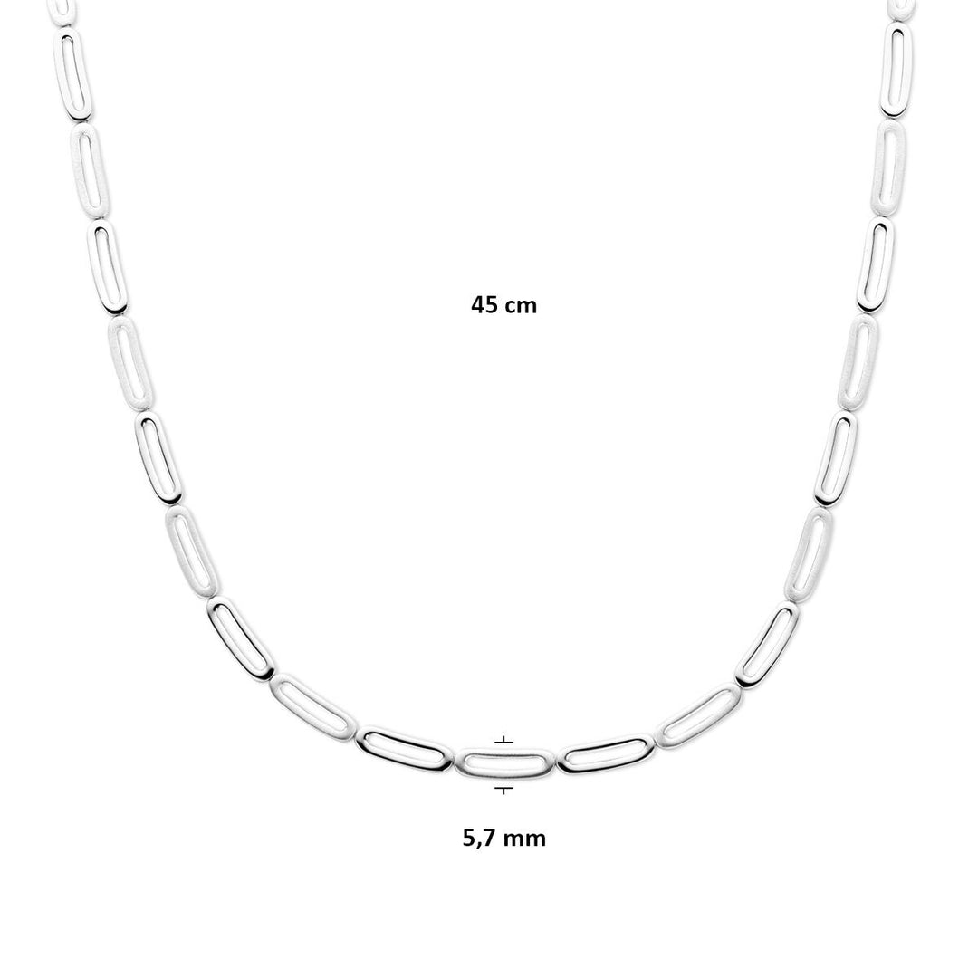 Zilveren dames ketting zonder hanger – gerhodineerd 925 zilver 5,7 mm 45 cm