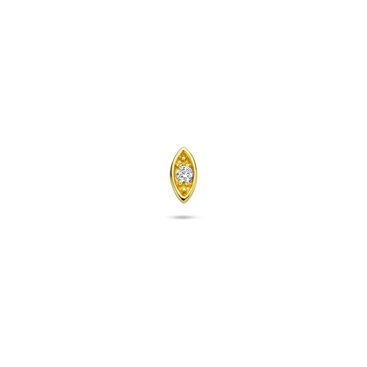 Verguld zilveren flat back piercing boze oog met zirkonia – 925 zilver