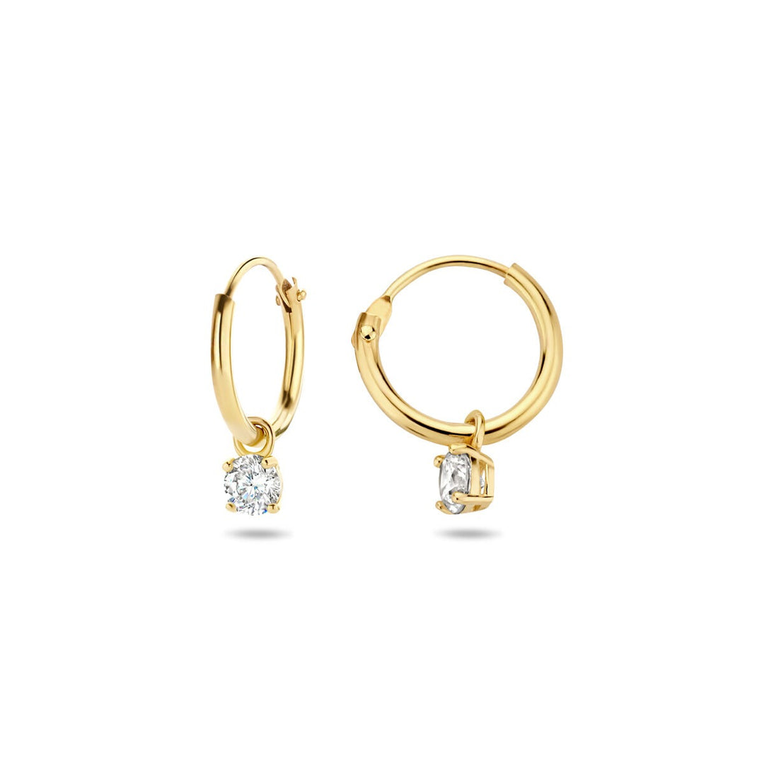 earrings with pendants zirconia 14K yellow gold