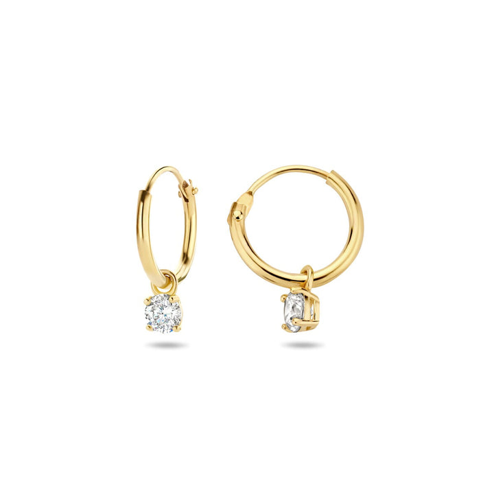 earrings with pendants zirconia 14K yellow gold