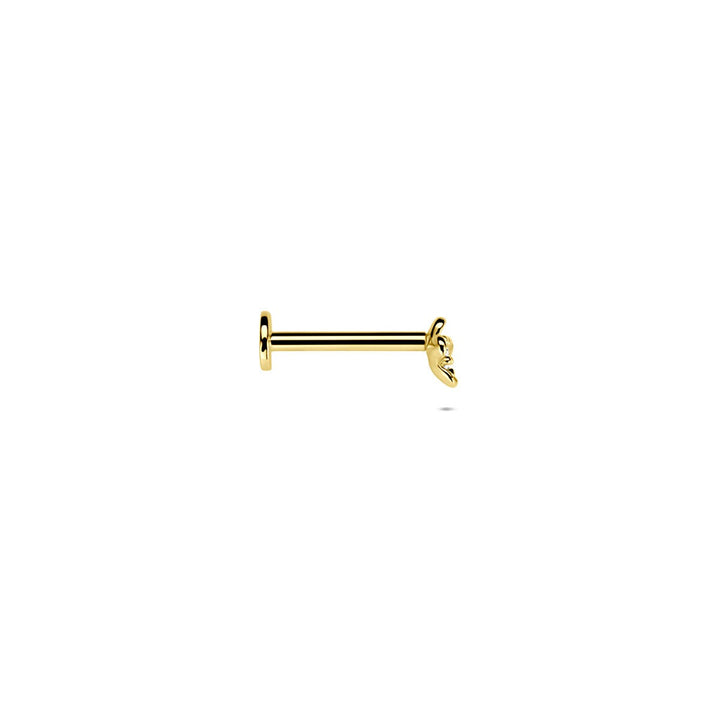 14k Geelgouden flat back piercing met zirkonia – bloemvormig detail