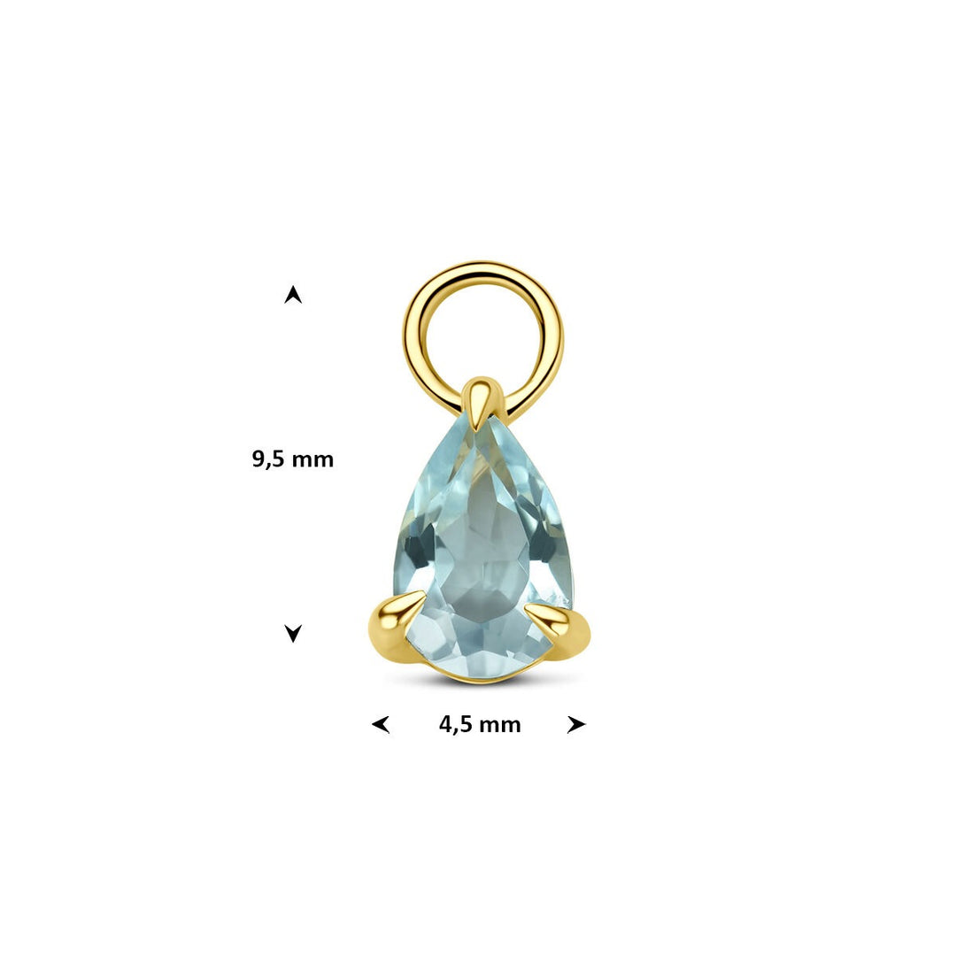 14k geelgouden oorringhanger met blauwe topaas