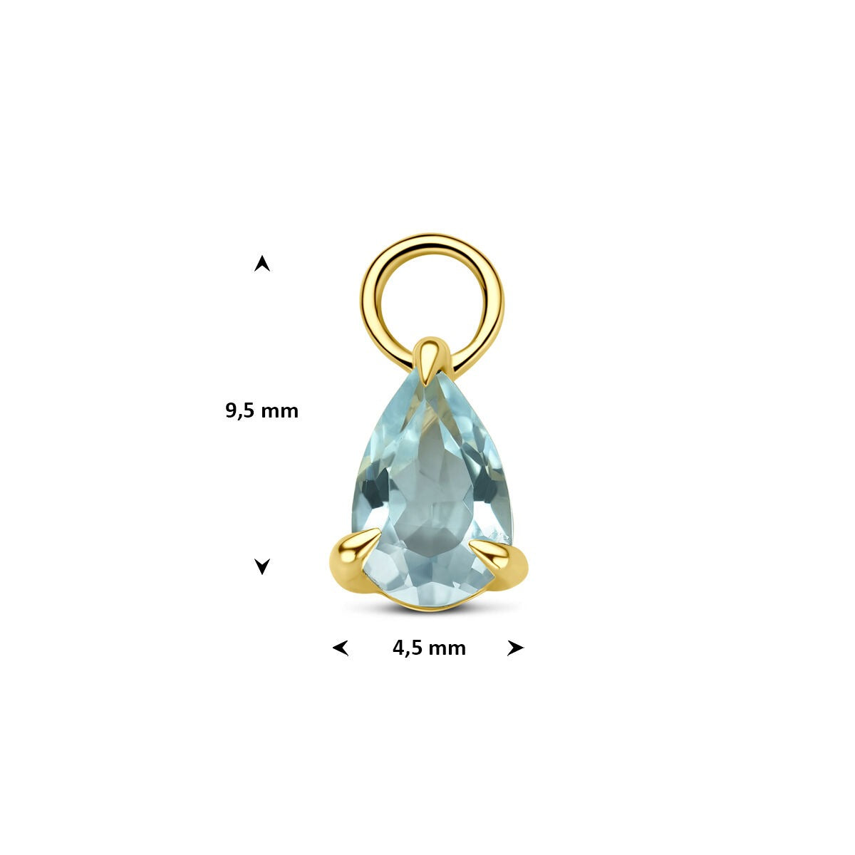 14k geelgouden oorringhanger met blauwe topaas