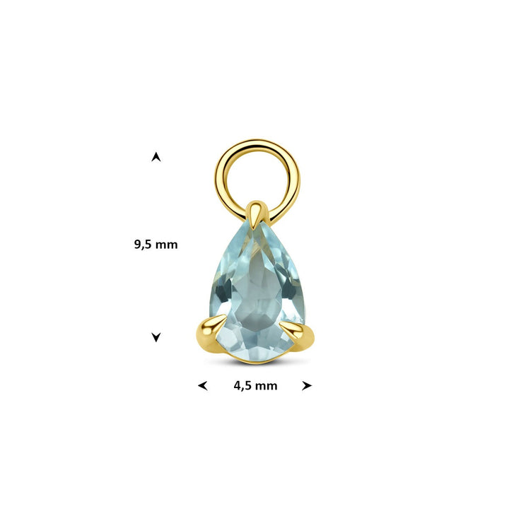 14k geelgouden oorringhanger met blauwe topaas