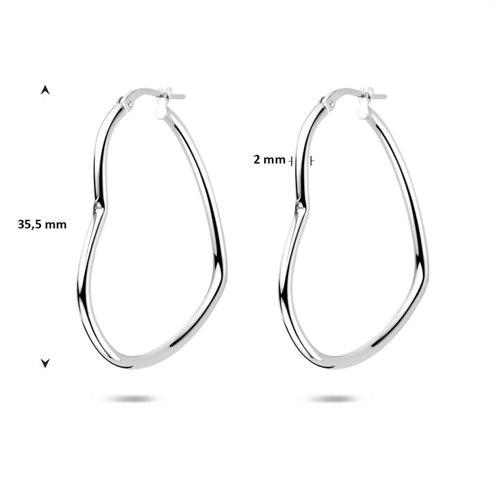 Zilveren oorringen in hartvorm – gerhodineerd 925 zilver