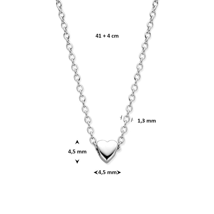 Gerhodineerd zilveren ketting met hartje