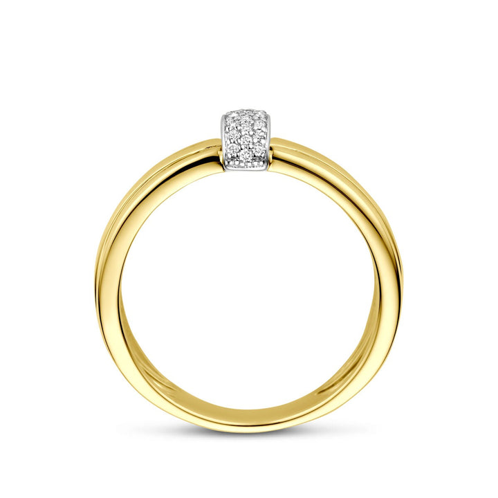 Bicolor ring – 14k geel- en witgoud met diamant, 7 mm breed