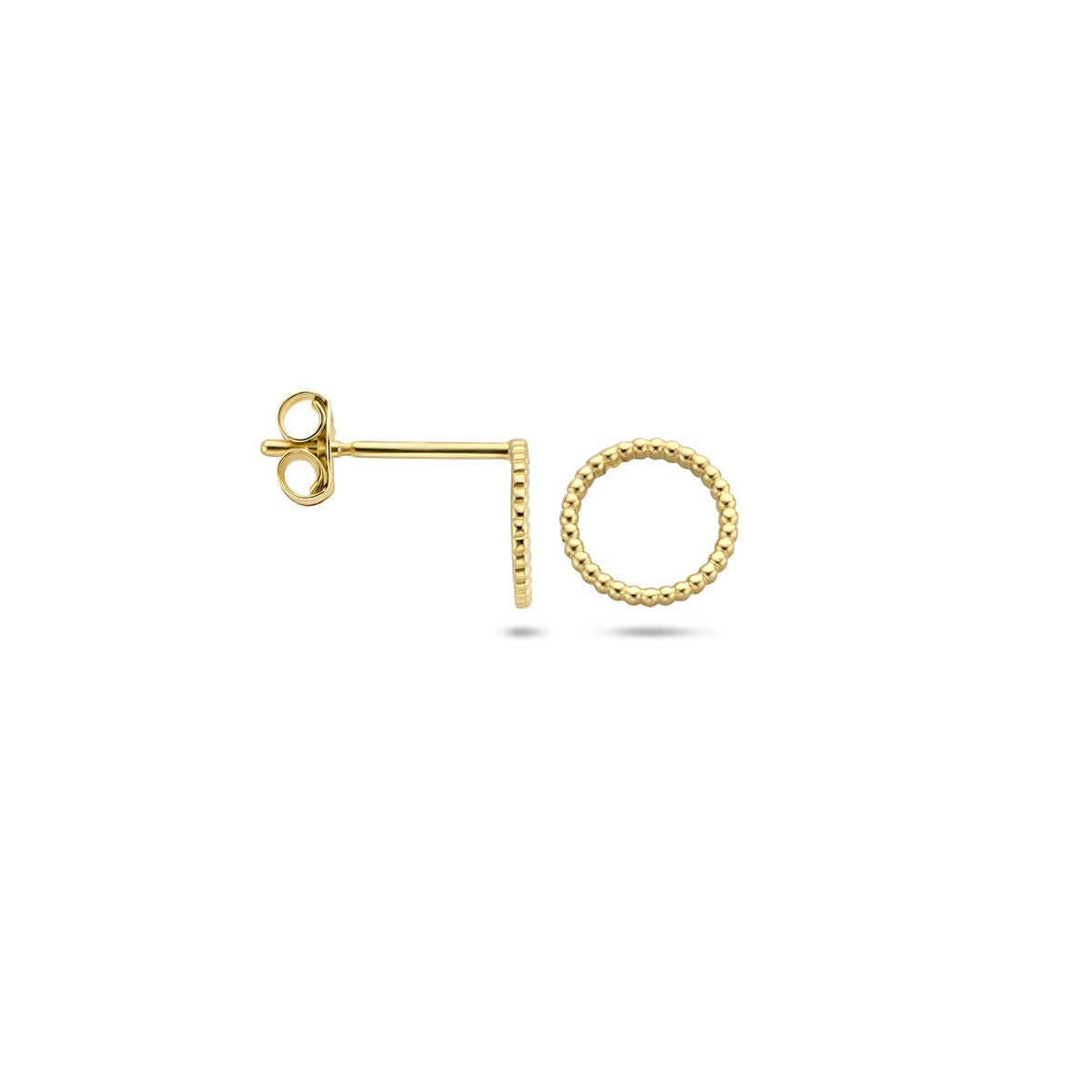 Gouden oorknoppen met twisted rondje – 14k