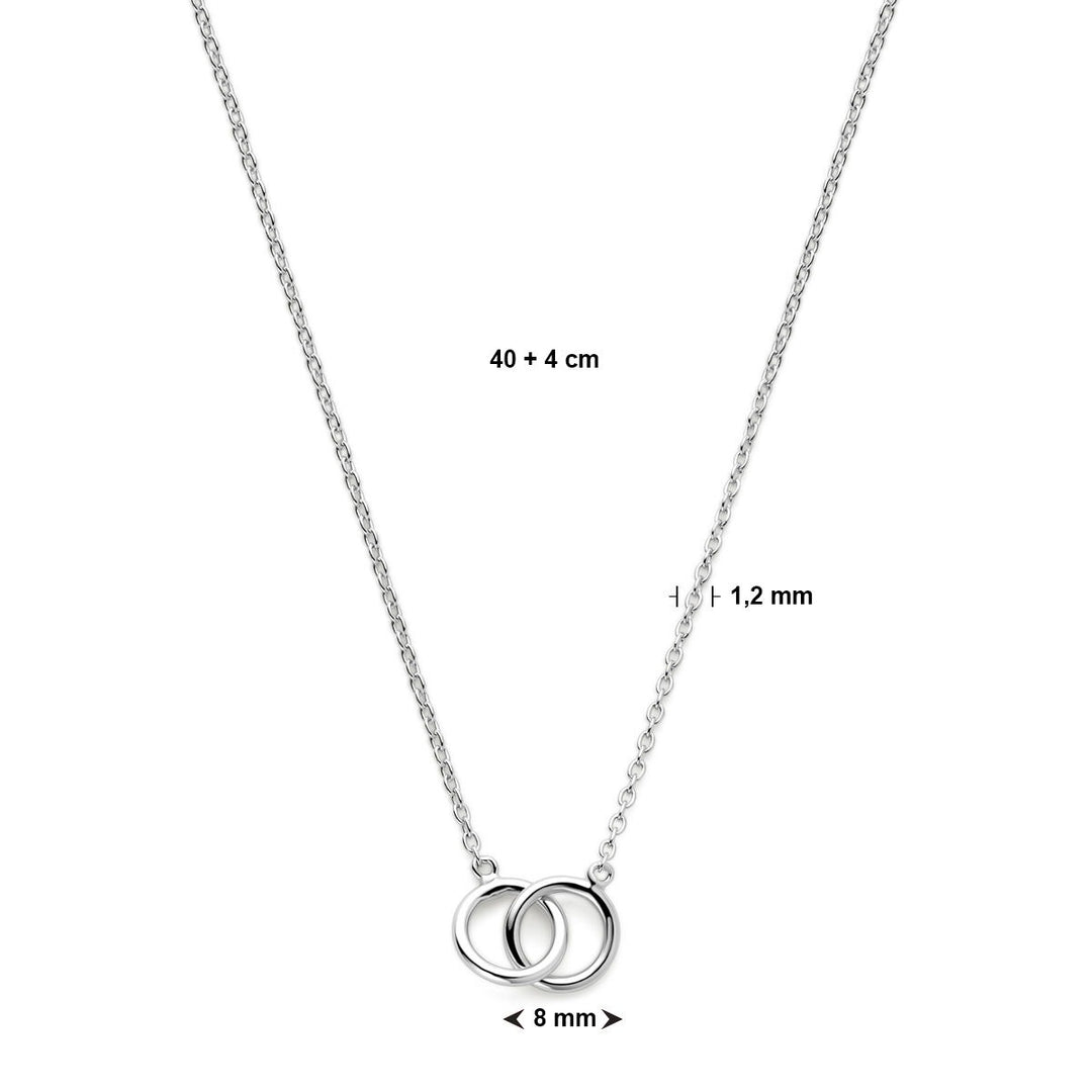 necklace circles 40 + 4 cm silver rhodium plated