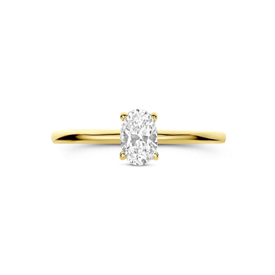 14k geelgouden damesring met ovale zirkonia – solitaire setting