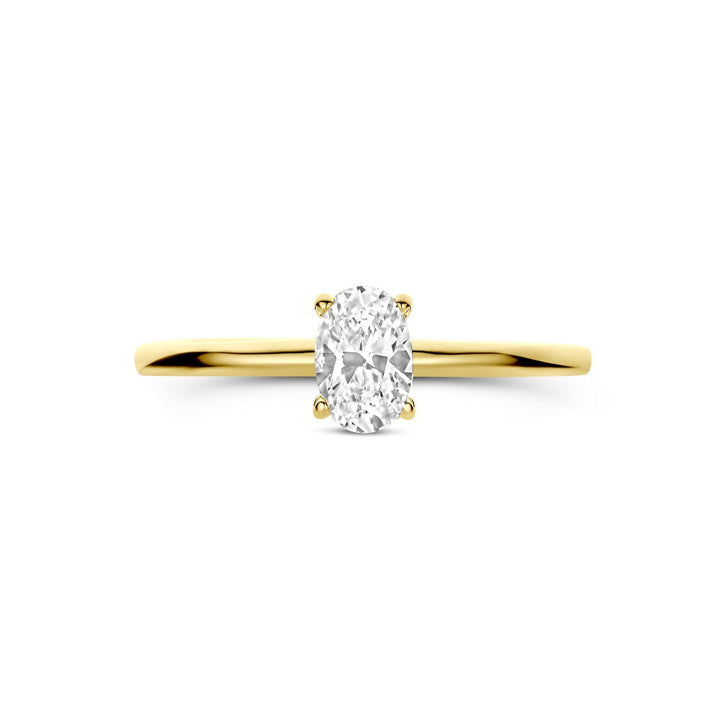 14k geelgouden damesring met ovale zirkonia – solitaire setting