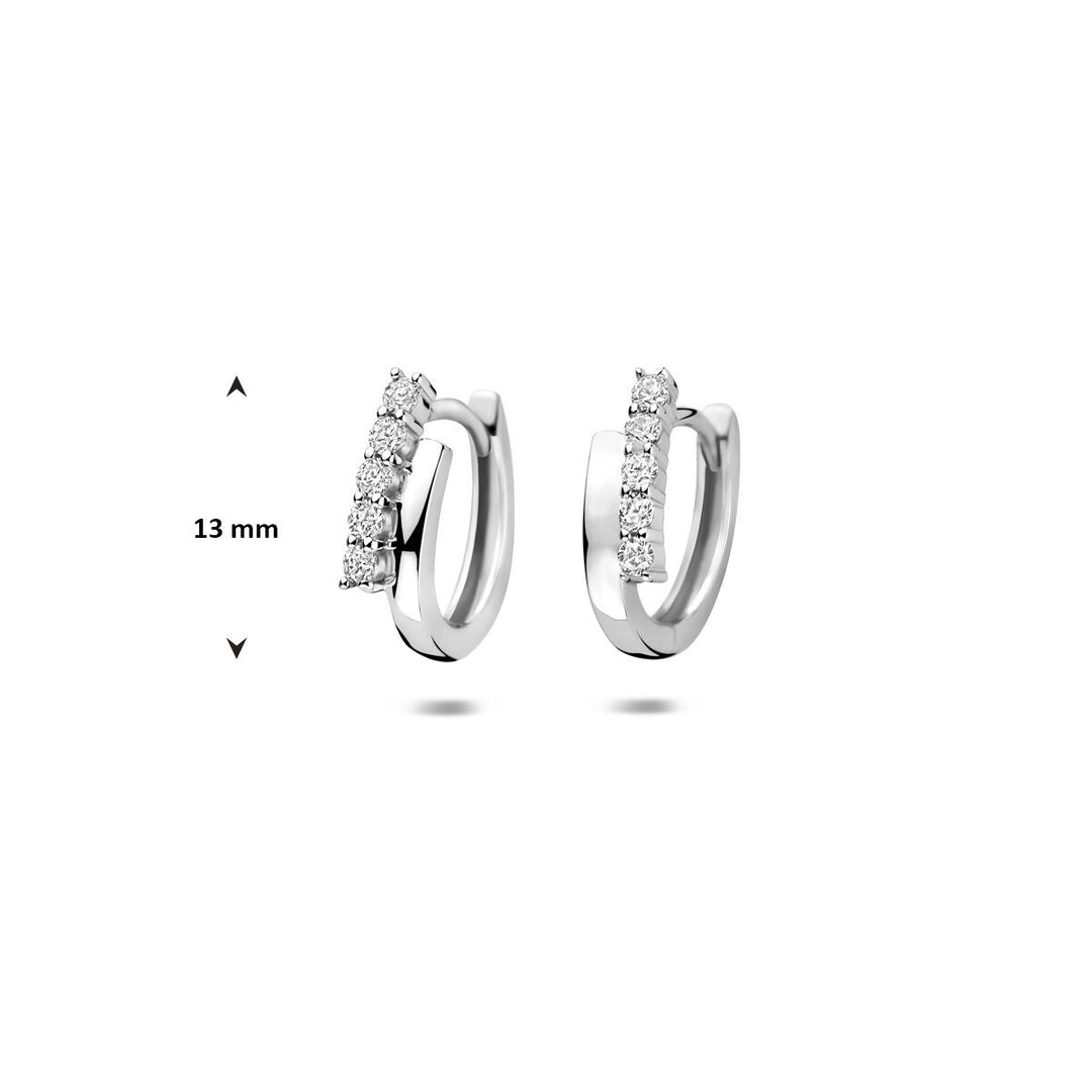 Zilveren klapoorringen met zirkonia – gerhodineerd 925 zilver 13 mm