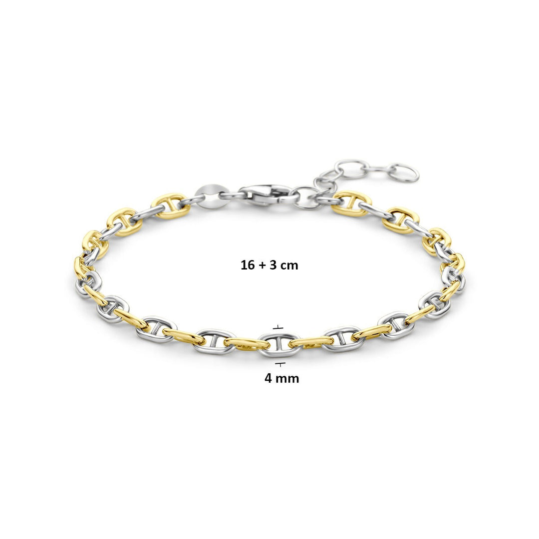 Verguld en gerhodineerd 925 zilveren marine armband