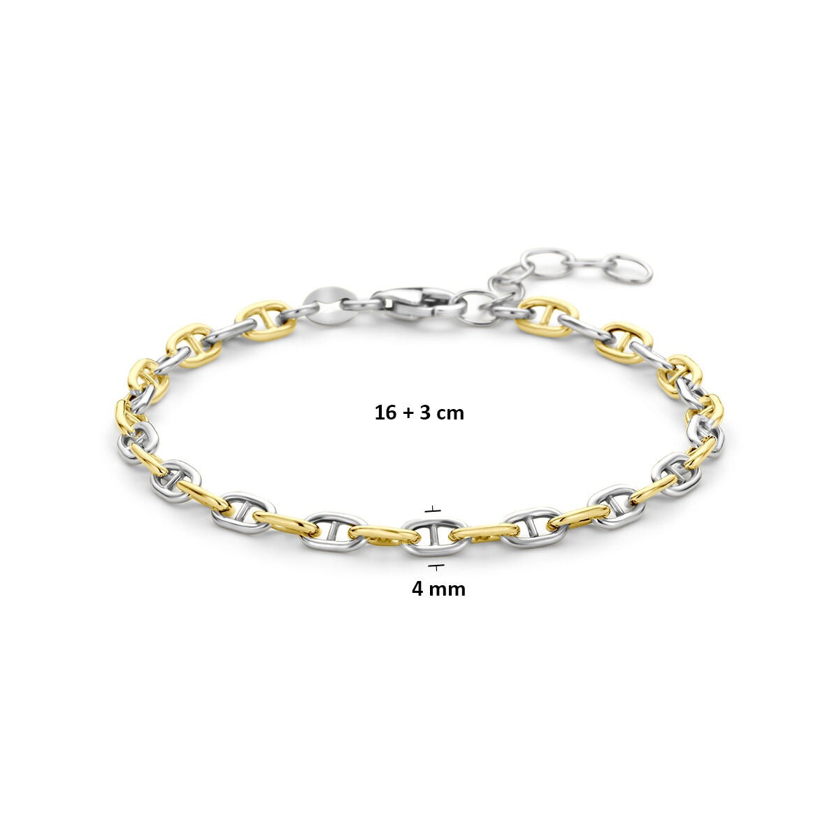 Verguld en gerhodineerd 925 zilveren marine armband