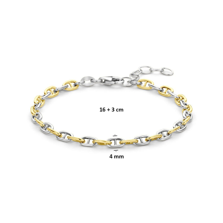 Verguld en gerhodineerd 925 zilveren marine armband