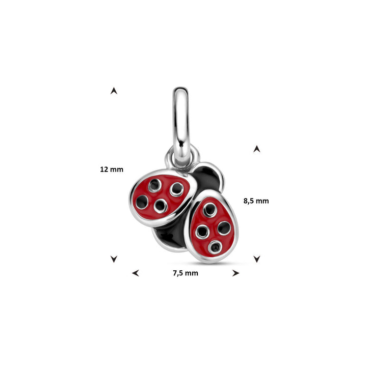 pendant ladybug enamel silver rhodium plated