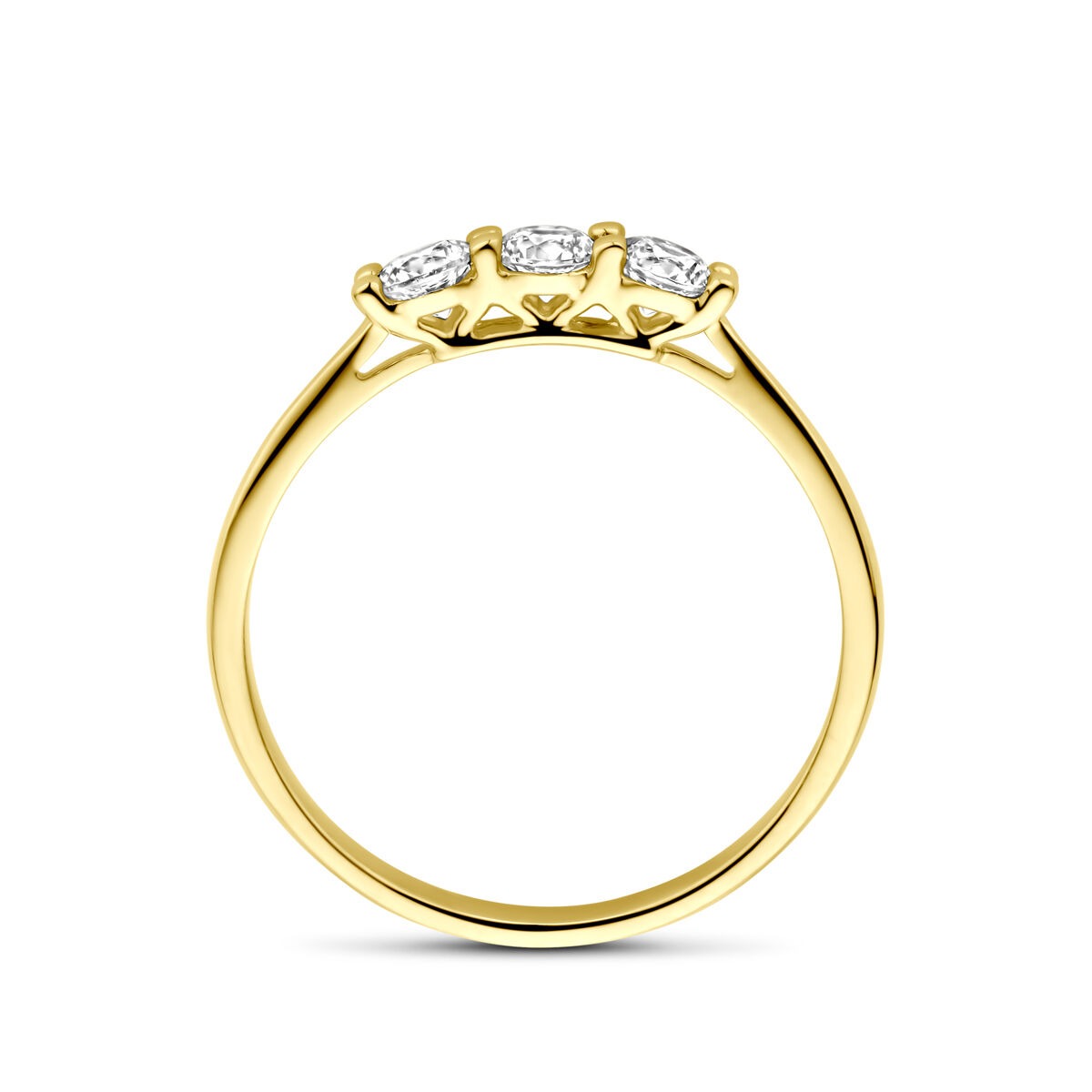Gouden damesring met zirkonia – 14k geelgoud