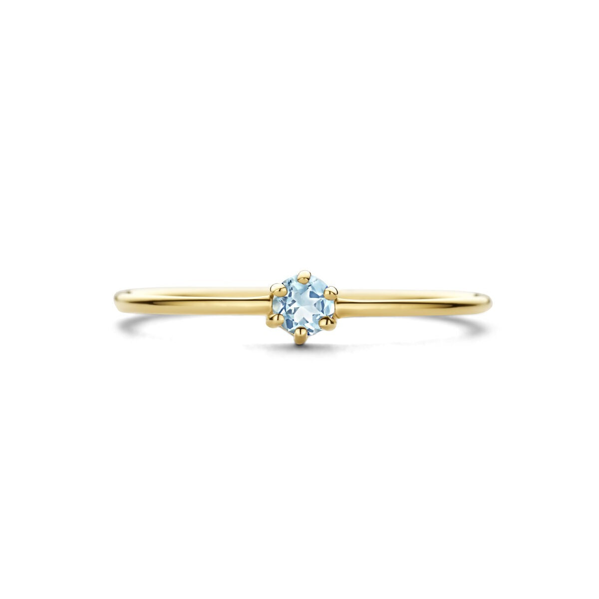 14k geelgouden ring met aquamarijn – briljant geslepen