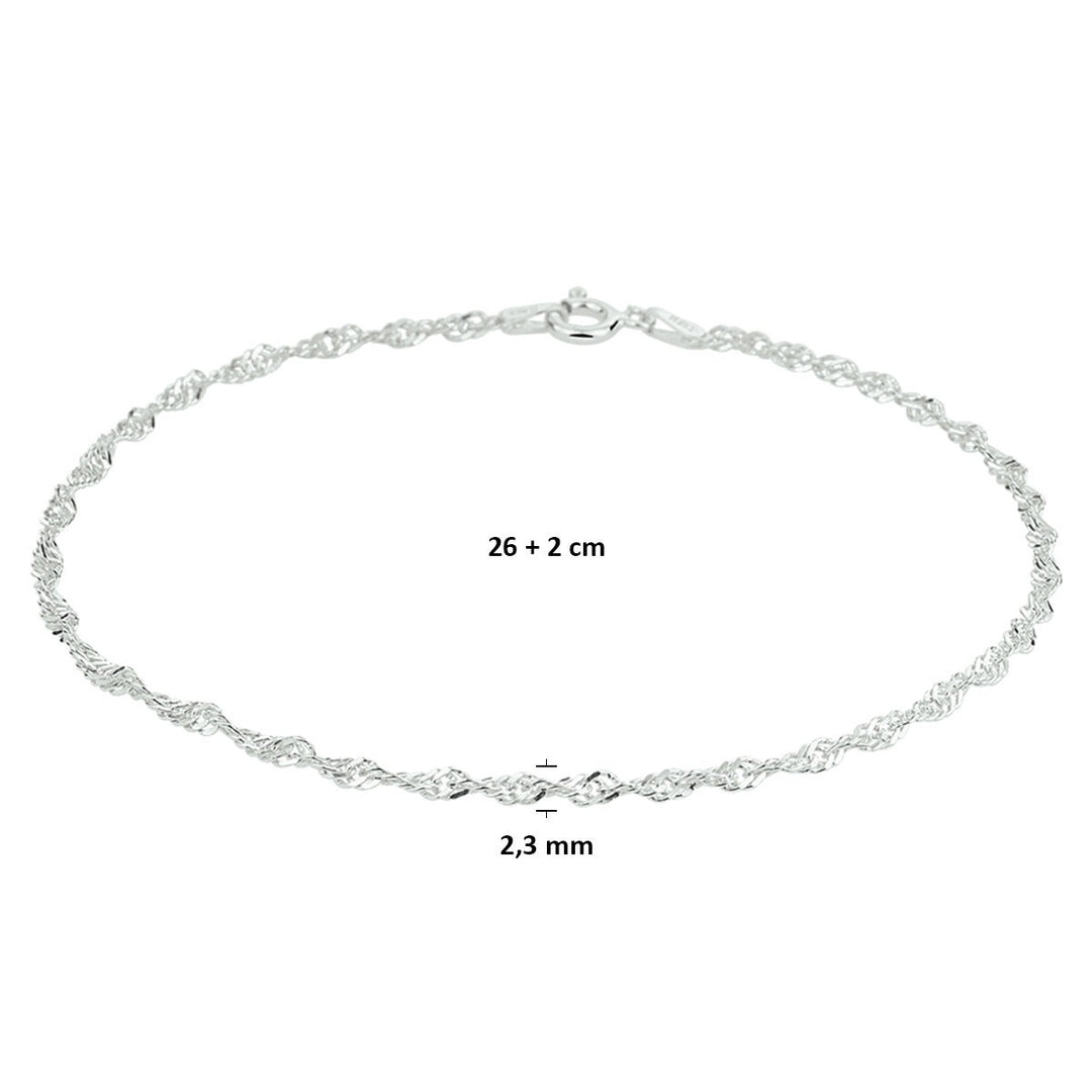 Zilveren enkelbandje met Singapore schakel – elegant zomers detail