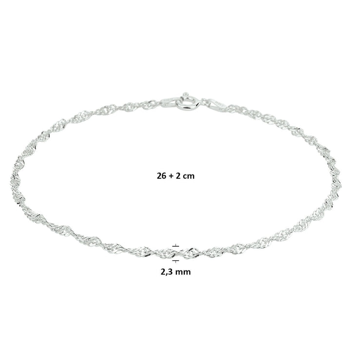 Zilveren enkelbandje met Singapore schakel – elegant zomers detail