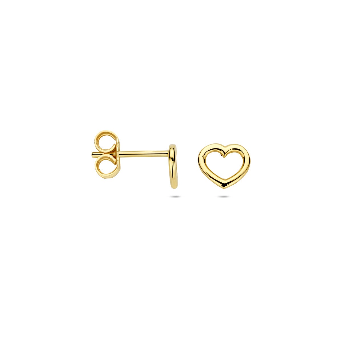 Gouden oorknoppen met open hart – 14k