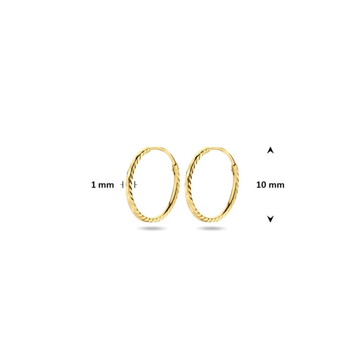 14k Geelgouden oorringen met gediamanteerde afwerking