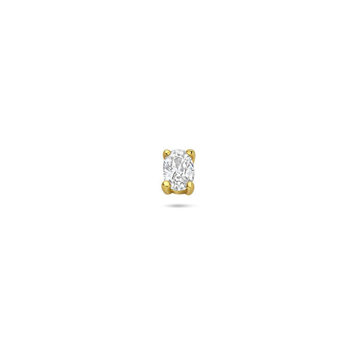 Verguld zilveren flat back piercing met ovale zirkonia – 925 zilver