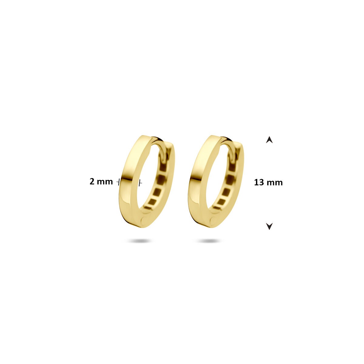 9k Geelgouden dames klapoorringen – buisdikte 2 mm