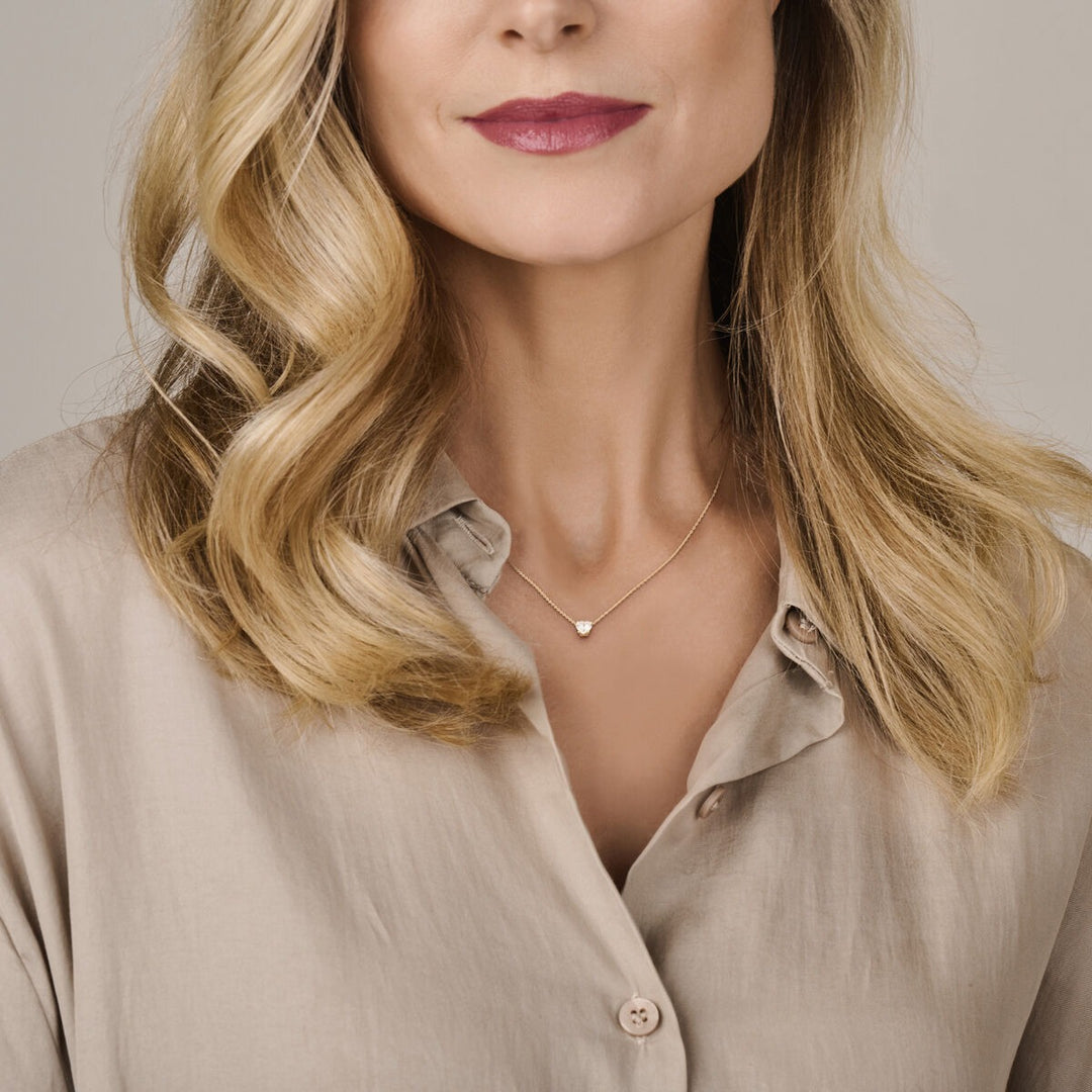 Halskette Herz Zirkonia 41 - 43 - 45 cm 14K Gelbgold