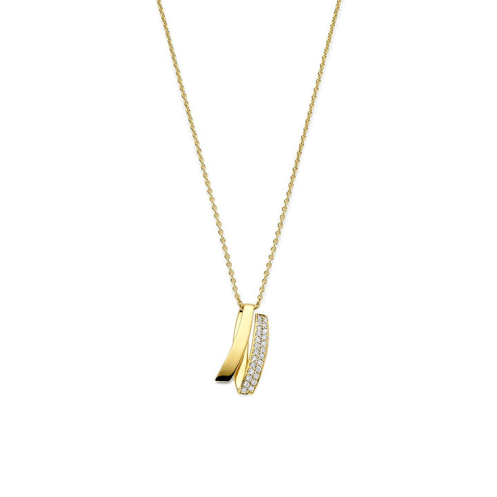 14k Geelgouden collier met diamant