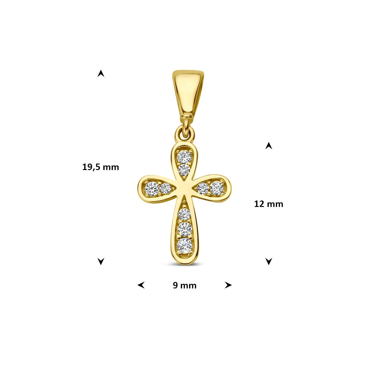 9k geelgouden hanger kruis met zirkonia