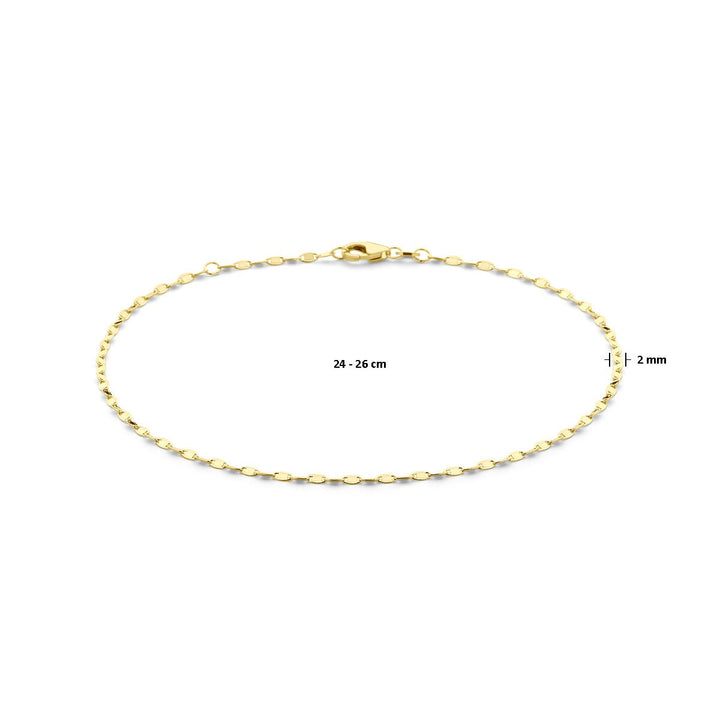 Gouden enkelbandje dames – 14k geelgoud, 2 mm schakels