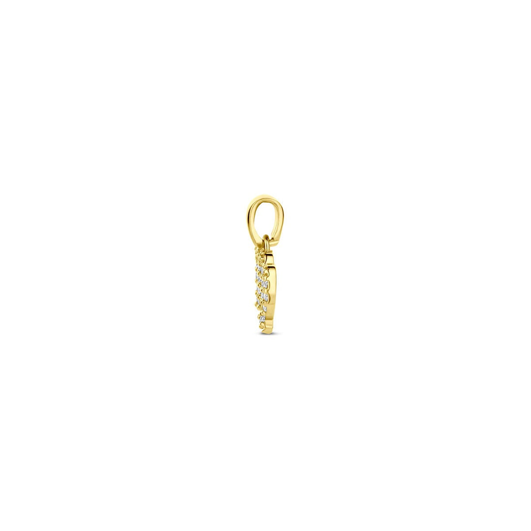 14k geelgouden sterrenbeeld hanger met diamant