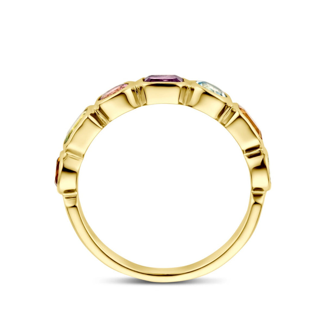 Gouden dames ring – 14k met amethist, topaas, citrien en peridot