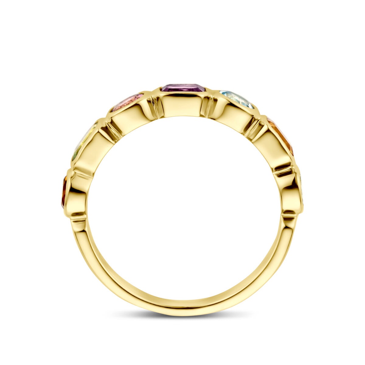 Gouden dames ring – 14k met amethist, topaas, citrien en peridot