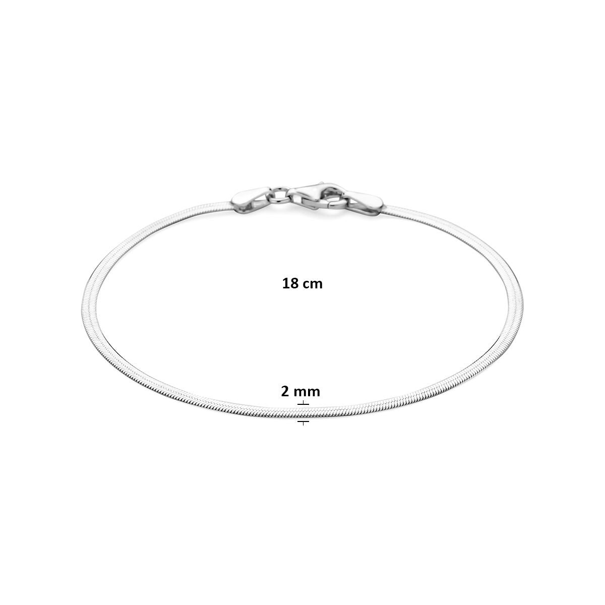 Gerhodineerd 925 zilveren slangarmband 2 mm