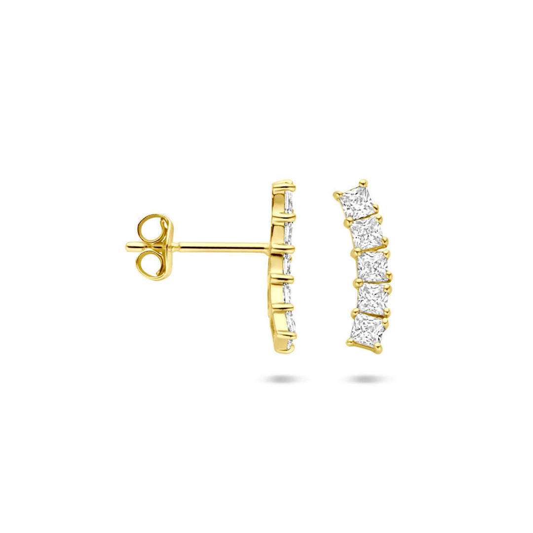 14k gouden oorknoppen met zirkonia – 12 mm