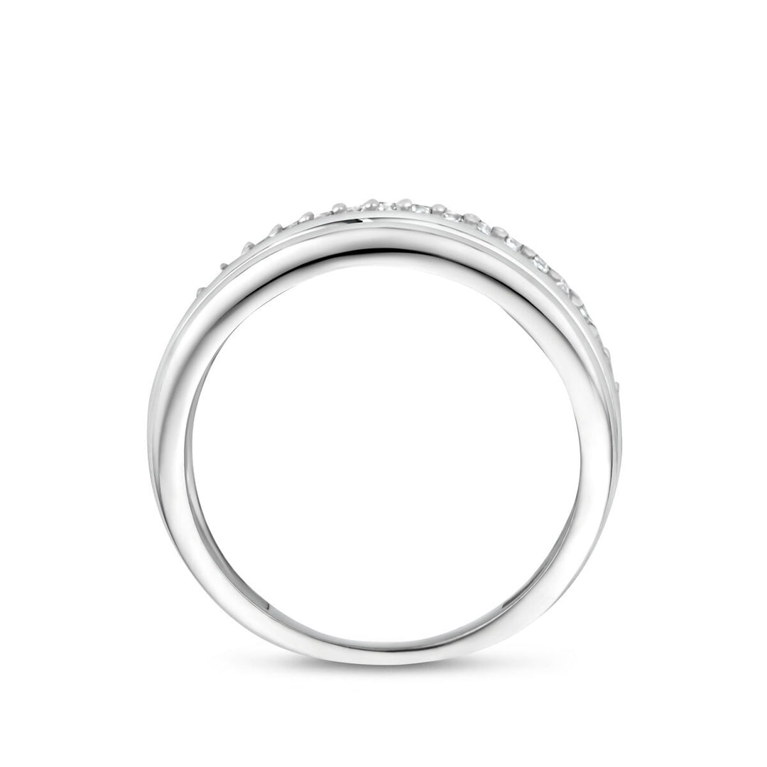 Gerhodineerd zilveren ring met zirkonia pavé 925