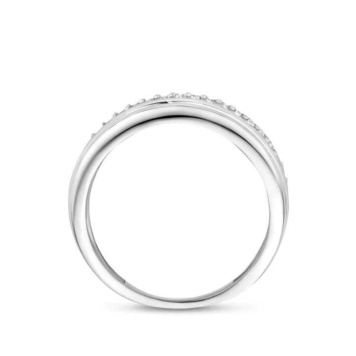 Gerhodineerd zilveren ring met zirkonia pavé 925