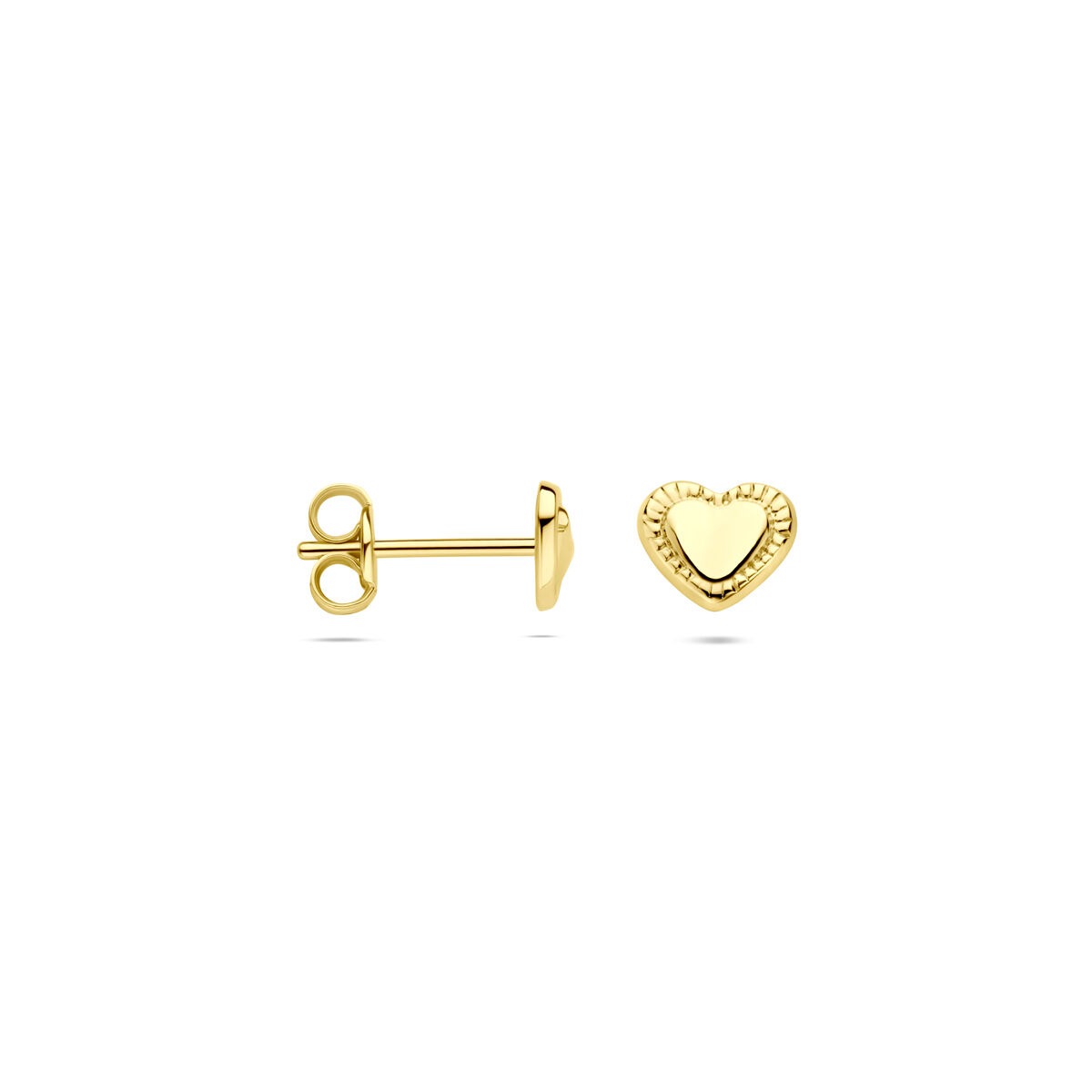 14k Geelgouden oorknoppen in hartvorm 5x5.5mm