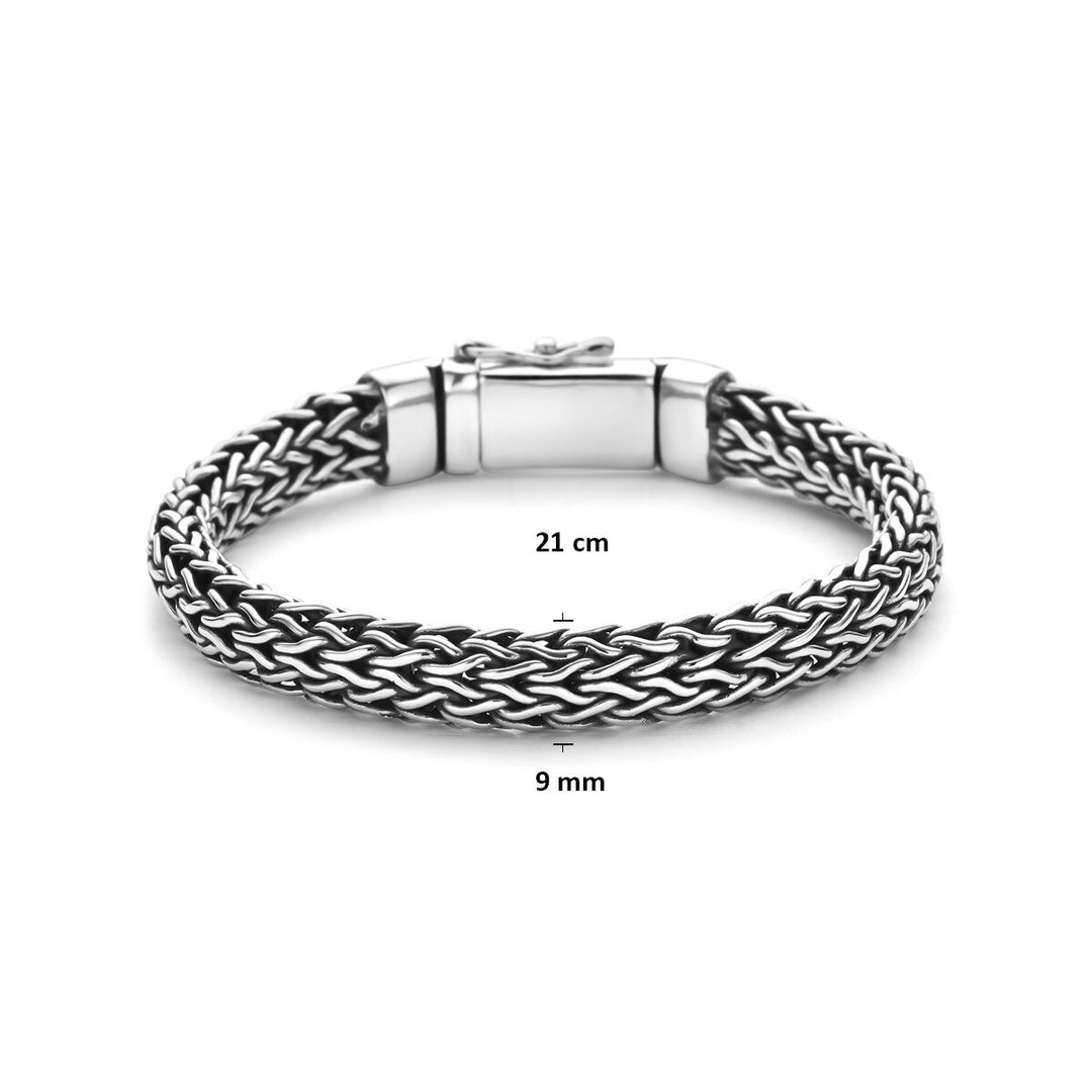 Geoxideerde 925 Zilveren Vossestaart Armband 9 mm