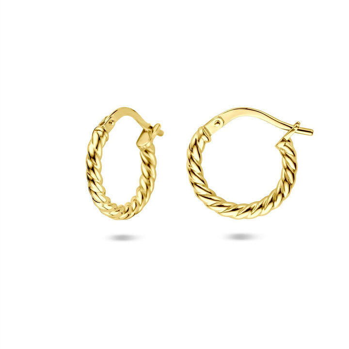 Gouden oorringen dames – 14k gedraaide Silgold scharniersluiting 2mm