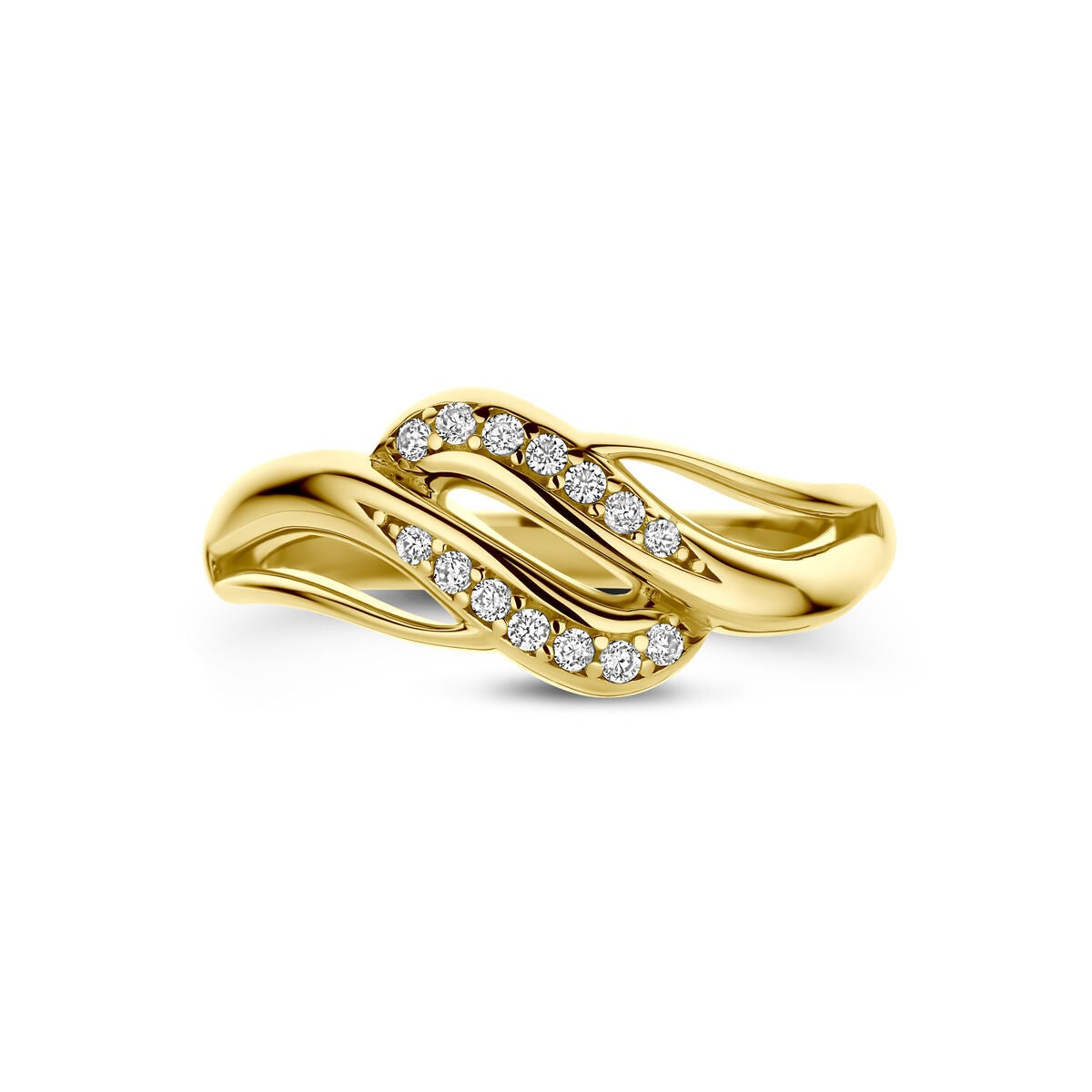 Gouden damesring met zirkonia – 14k geelgoud