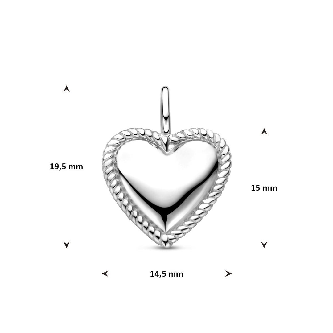 Zilveren hanger met hartje – Gerhodineerd dames sieraad 19,5 mm