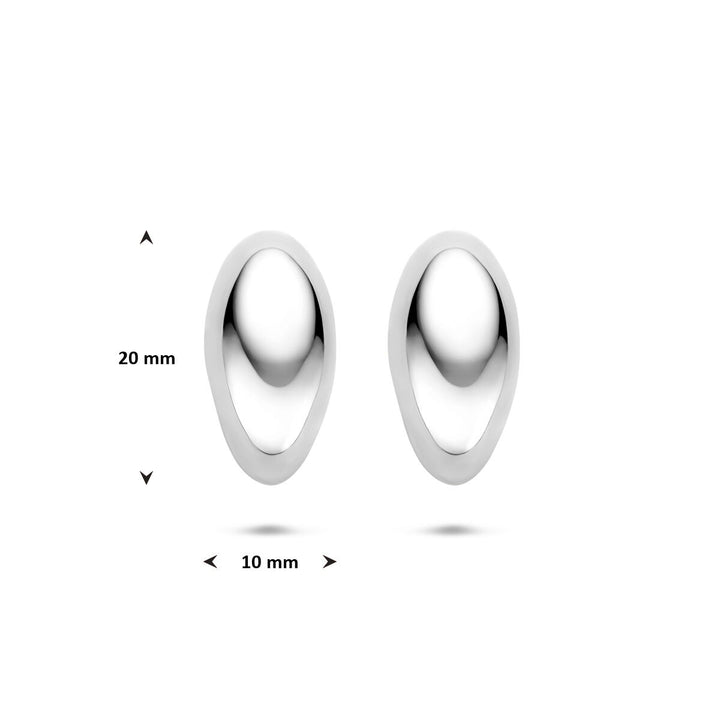 Zilveren oorknopjes dames – Gerhodineerd 925 zilver, modern design 20 mm