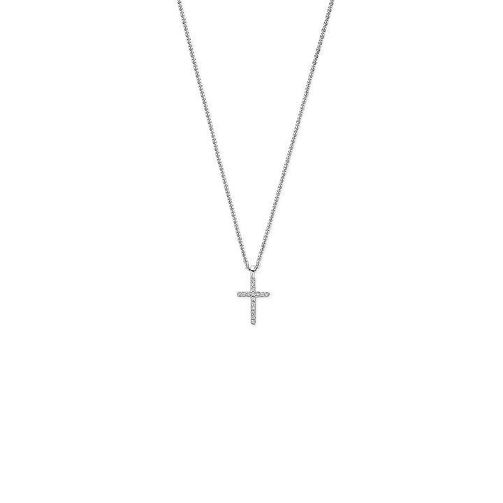 Zilveren collier met kruis en zirkonia – verstelbaar 41-45 cm