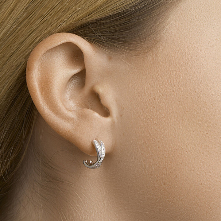 stud earrings zirconia silver rhodium plated